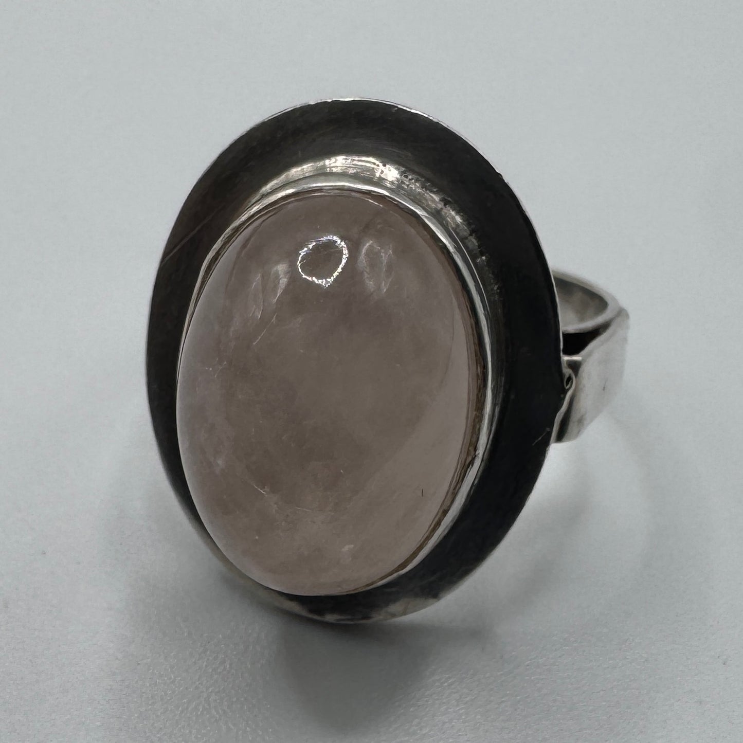 bague en argent et quartz rose