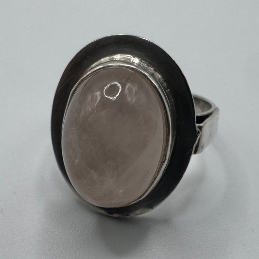 bague en argent et quartz rose