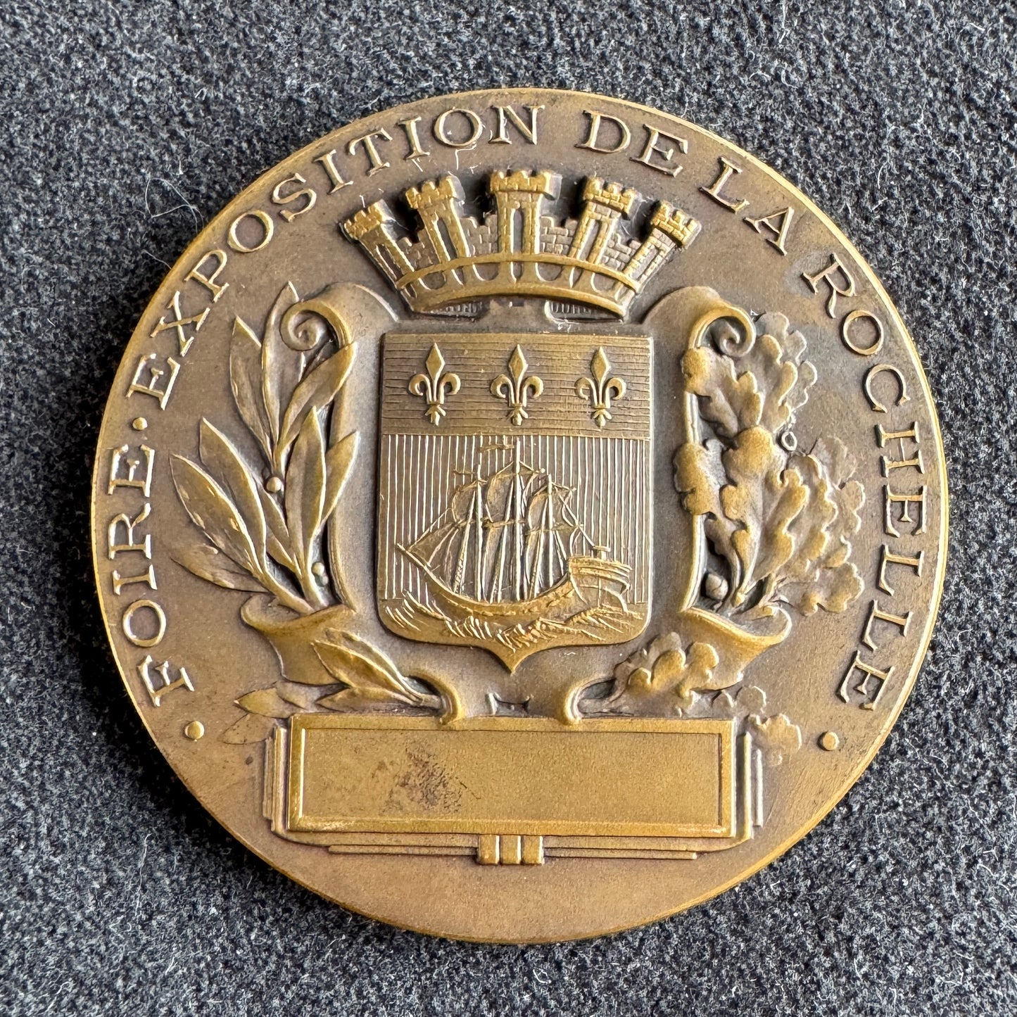 Medaille ancienne en bronze « concours canin - exposition de La Rochelle »