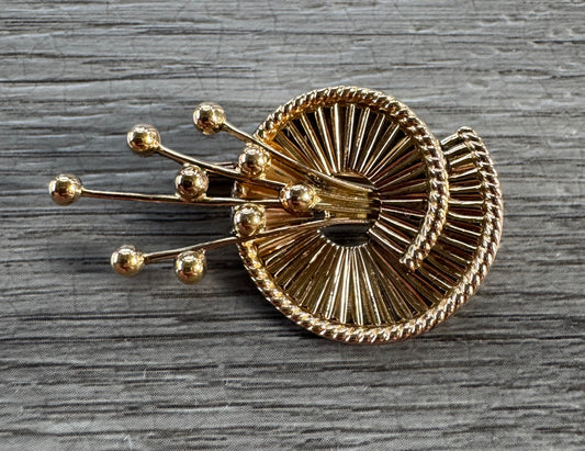 Broche ancienne Années 1950- Plaqué Or - Abstrait Moderniste