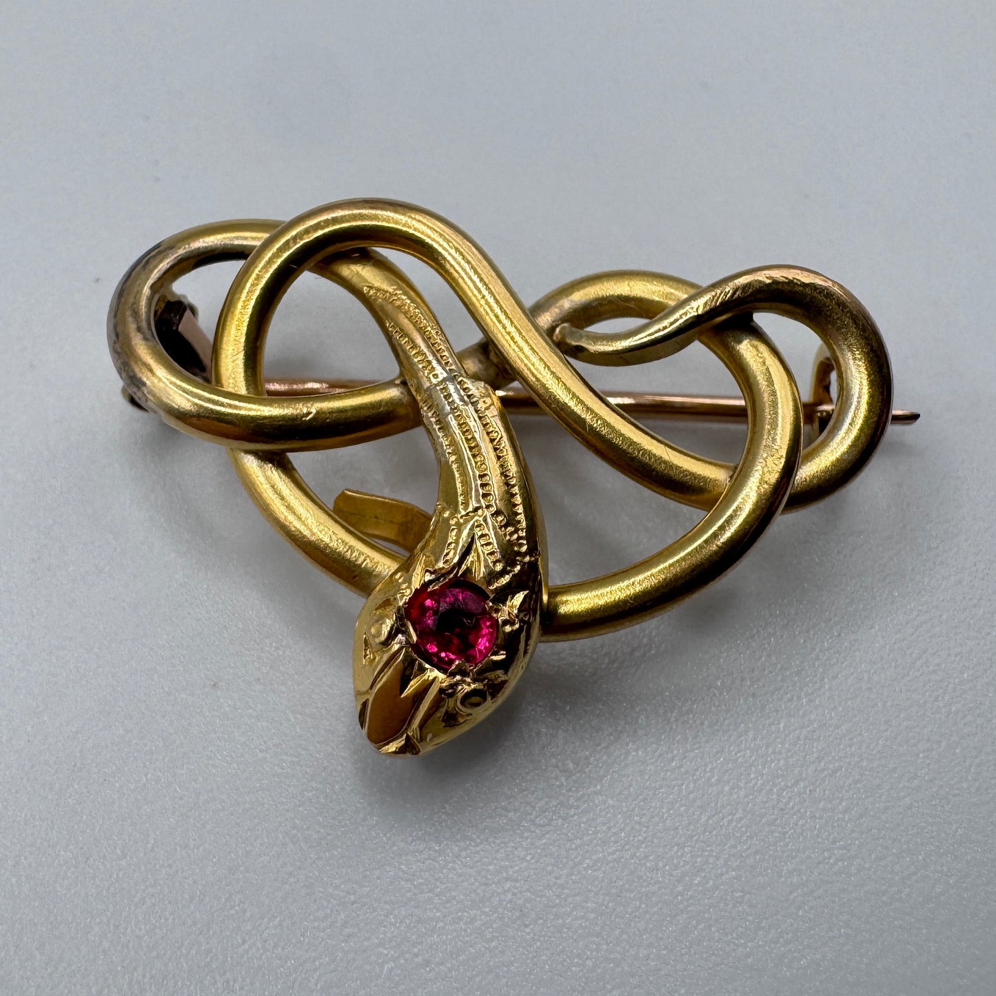 Broche ancienne Art Nouveau « serpent » en plaqué or ORIA
