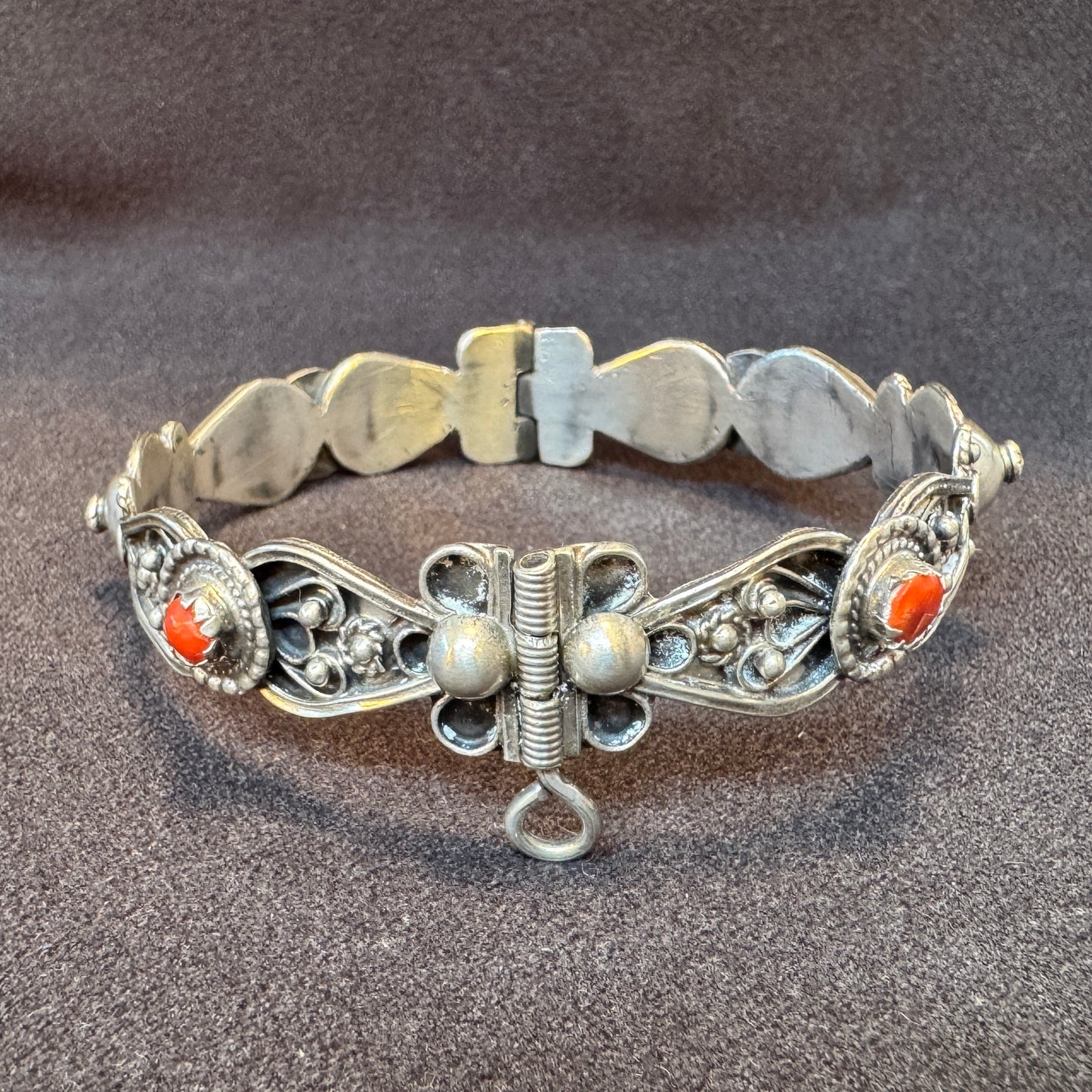 Bracelet ancien berbère - argent et corail
