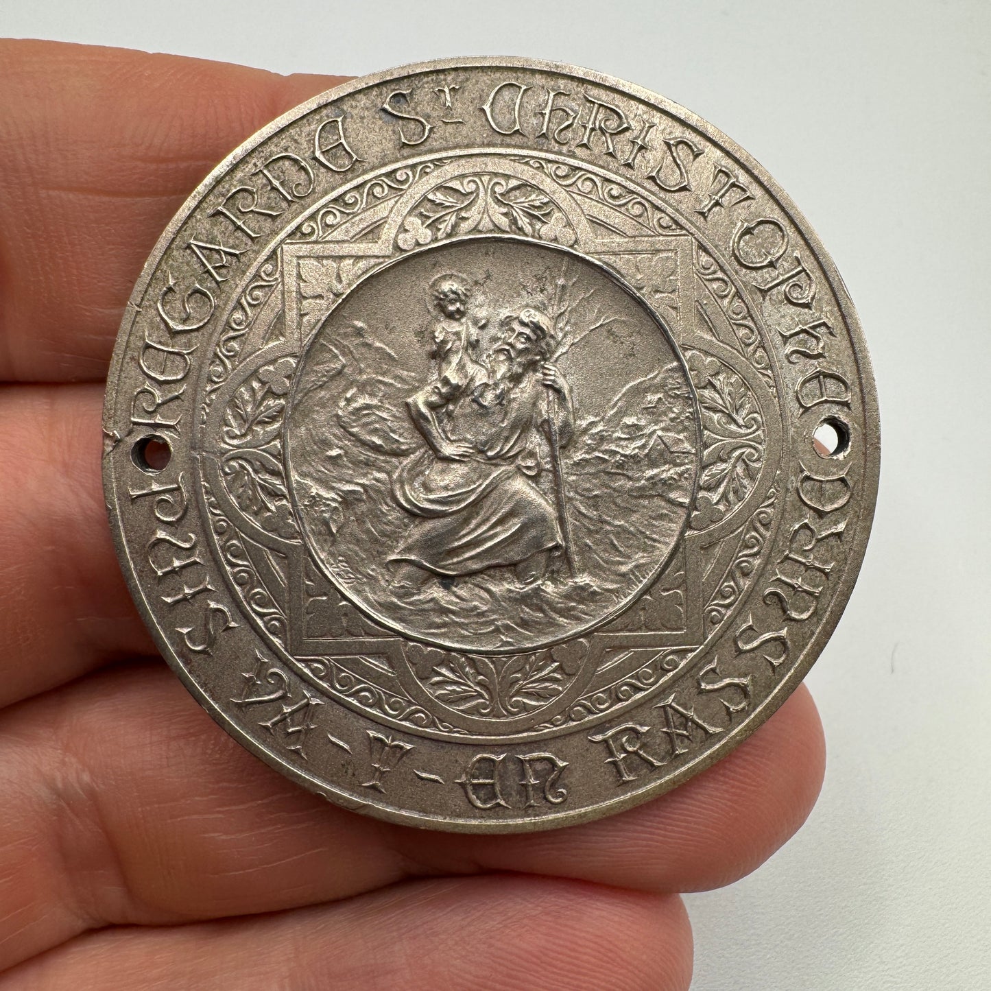 Superbe plaque de voiture ancienne vers 1900 « Saint Christophe »