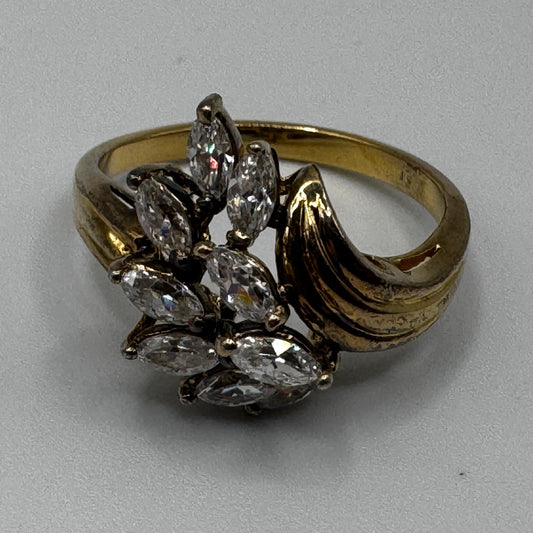Superbe Bague en argent vermeil et verroterie