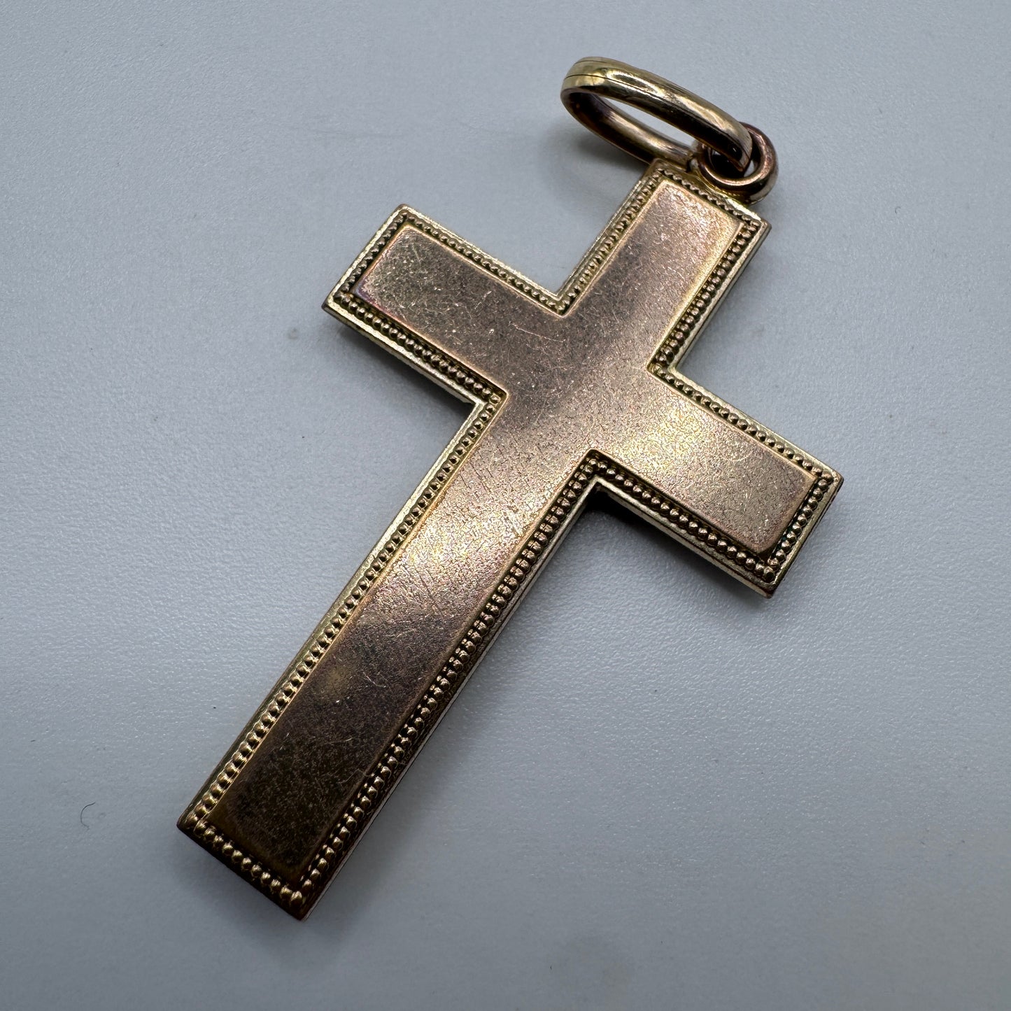 Superbe Croix ancienne - plaqué or, pâte de verre et émail