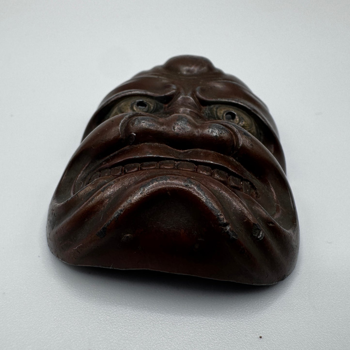 Masque Japonais Miniature Noh periode Meiji - bronze régule