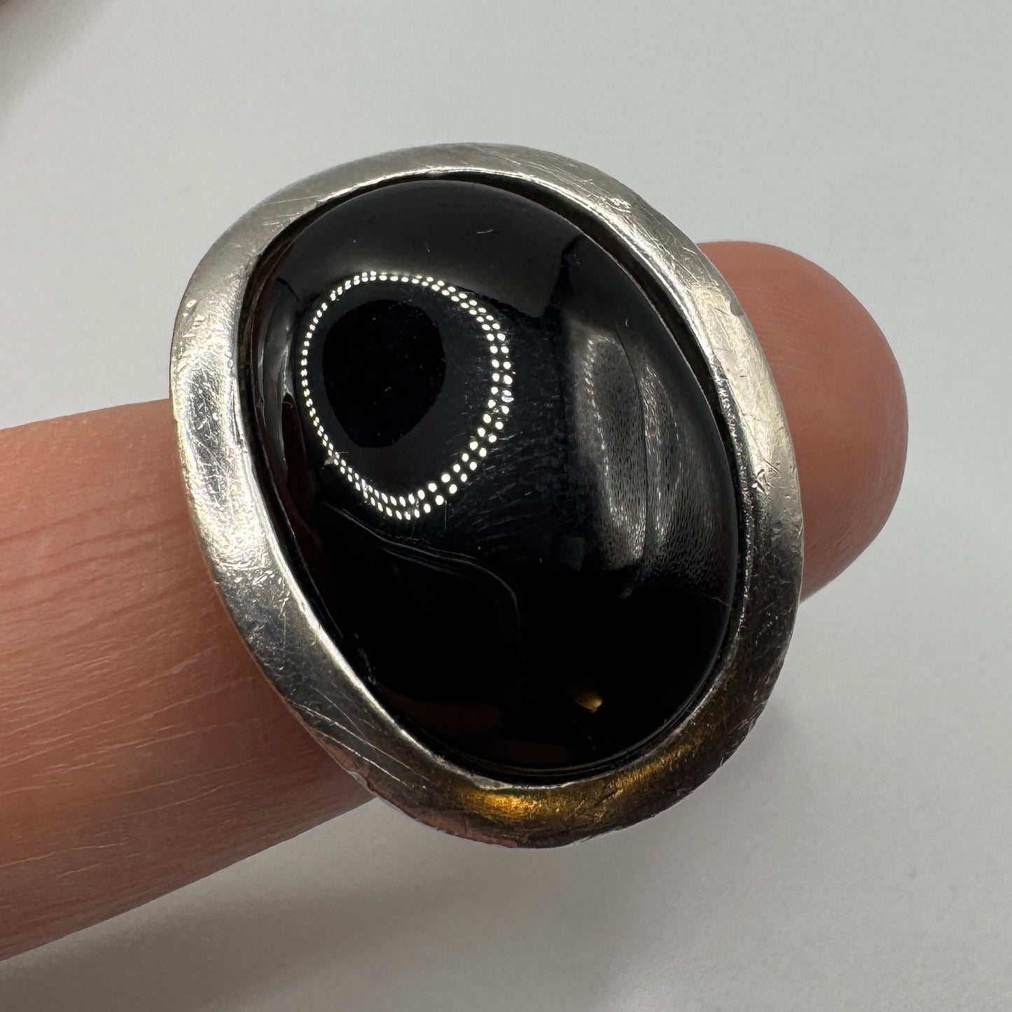 Grosse Bague en argent et onyx