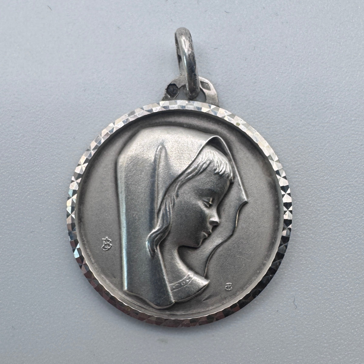 Medaille religieuse ancienne « Sainte Vierge » - argent massif