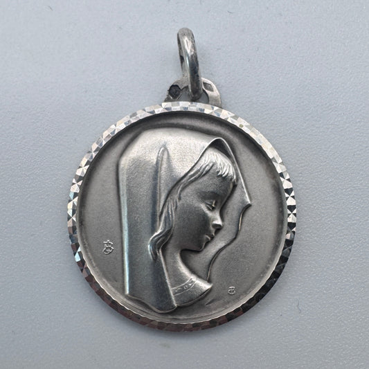 Medaille religieuse ancienne « Sainte Vierge » - argent massif