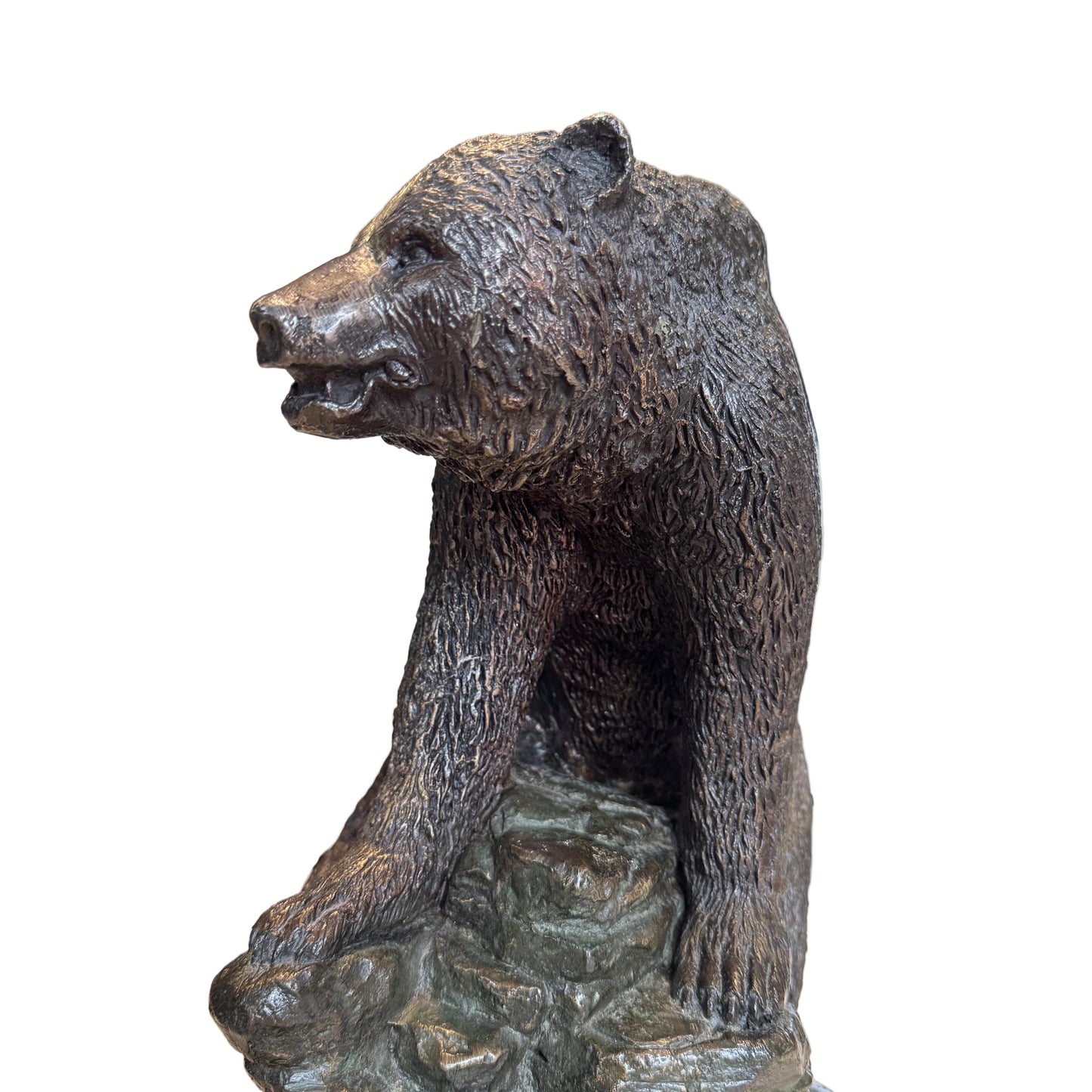 Sculpture en bronze - Ours sur Rocher- statue animalière - décoration