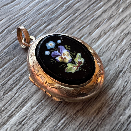 Pendentif ancien porte photo ou relique - plaqué or