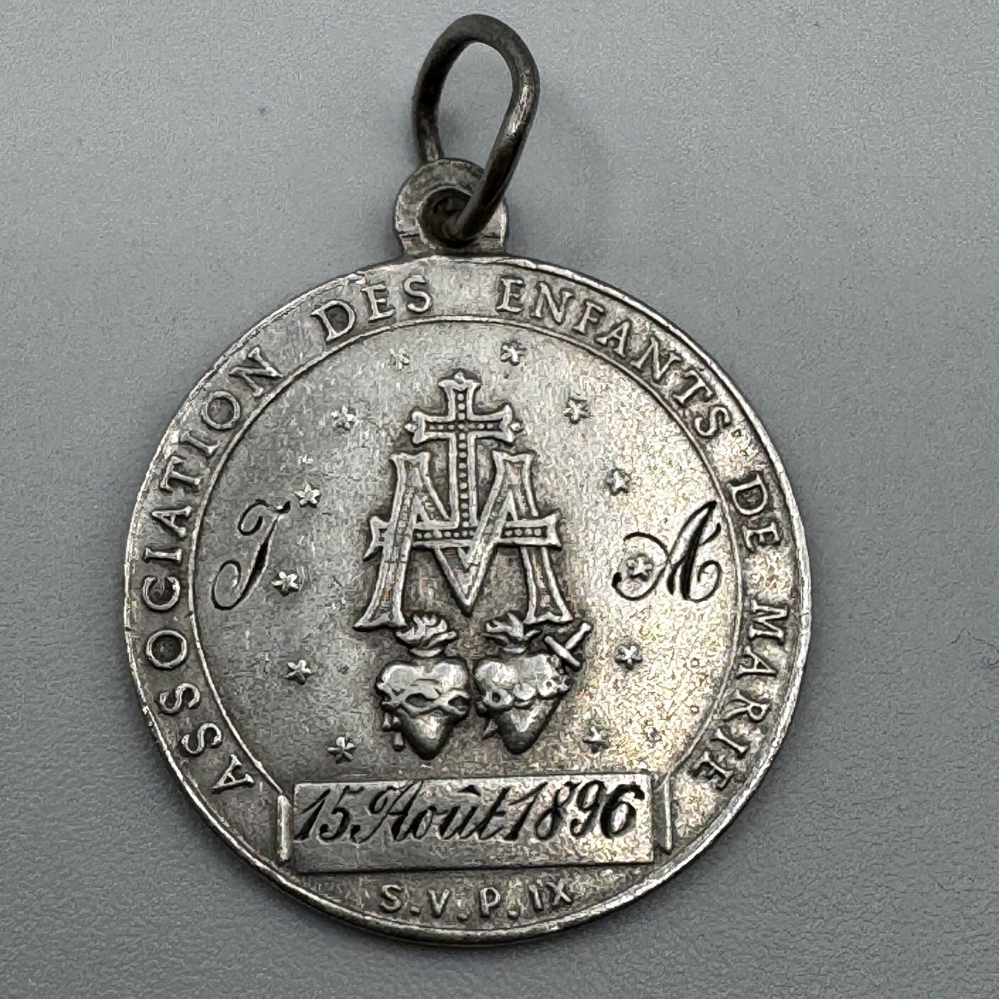 Medaille religieuse ancienne en argent « sainte Vierge » par Penin