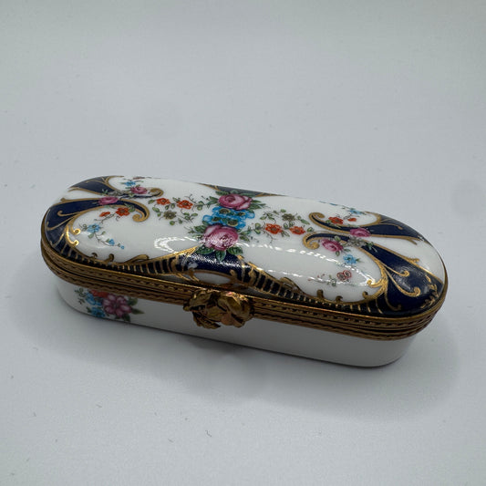 Boîte à Pilules en Porcelaine - décor floral