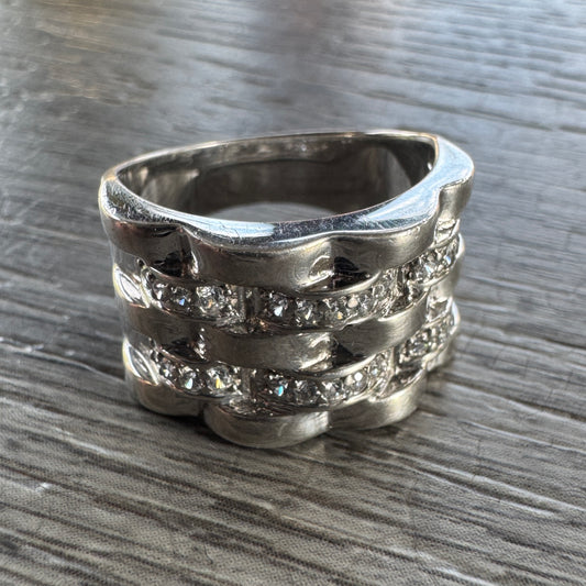 Grosse Bague en argent et brillants