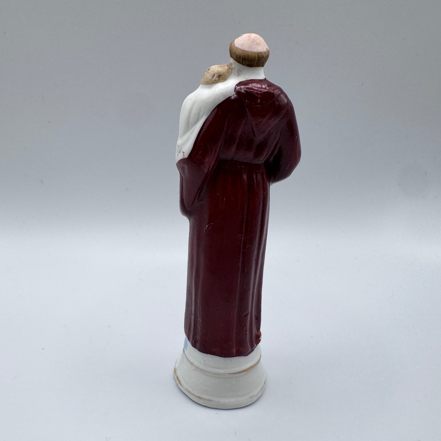 Petite sculpture religieuse ancienne en biscuit polychrome - Saint-Antoine