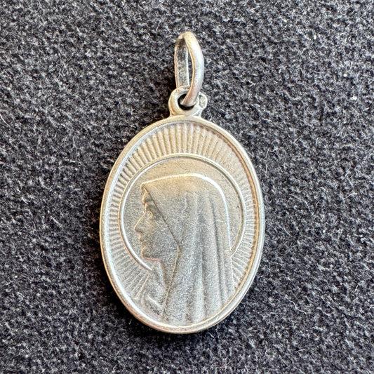 Médaille religieuse ancienne en argent « Sainte Vierge »