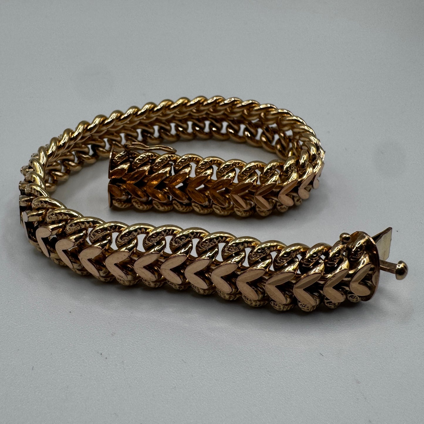 Bracelet ancien maille américaine - plaqué or