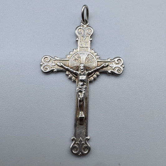 Croix crucifix ancien - argent massif