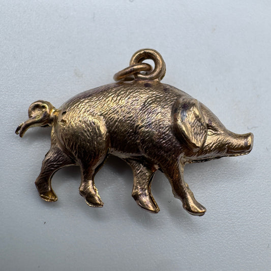 Pendentif ancien en plaqué or - « cochon »