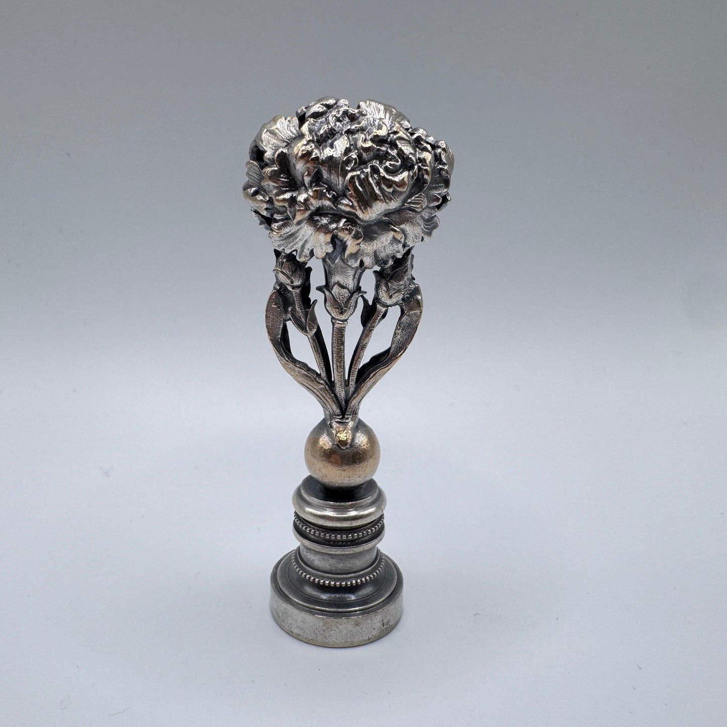 Cachet Sceau ancien Art Nouveau - « motif floral » bronze argenté