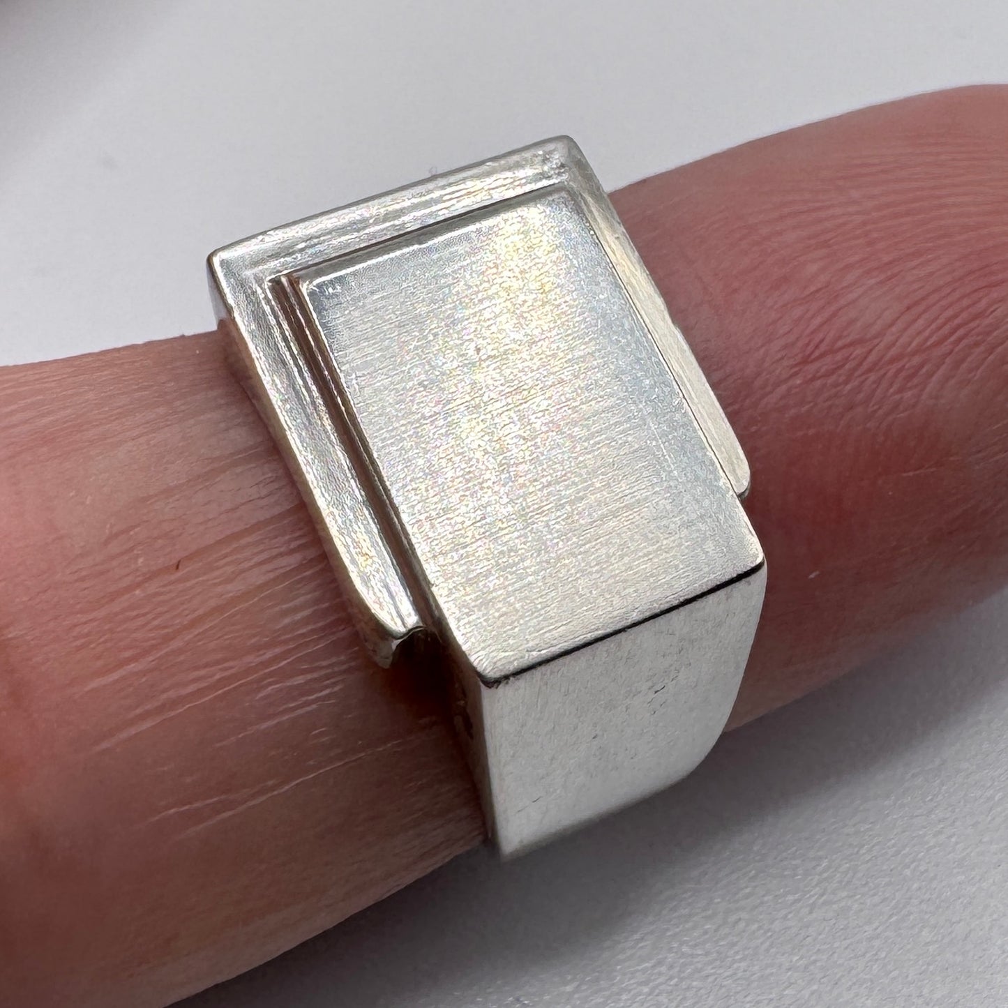 chevalière ancienne style Art deco en argent