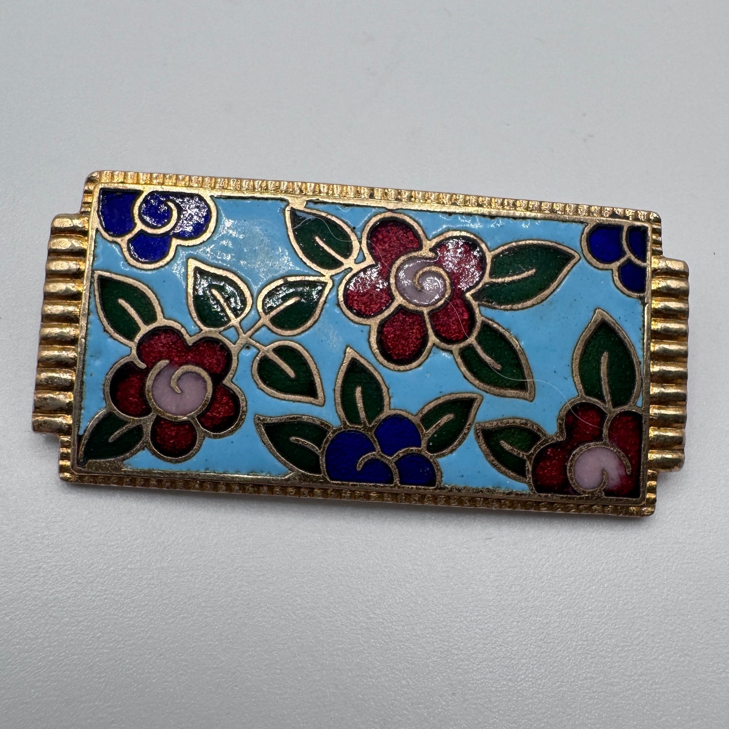 Broche ancienne laiton émaillé