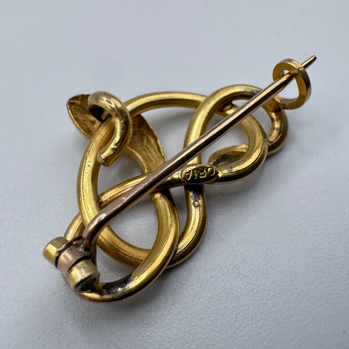 Broche ancienne Art Nouveau « serpent » en plaqué or ORIA