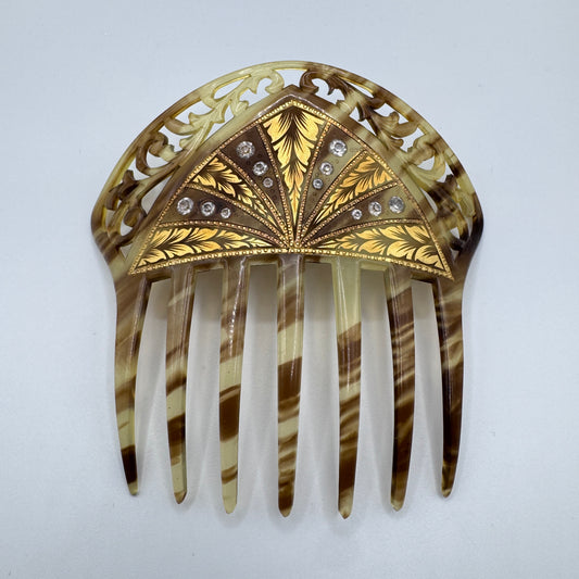 Peigne à cheveux art deco - celluloïd et strass