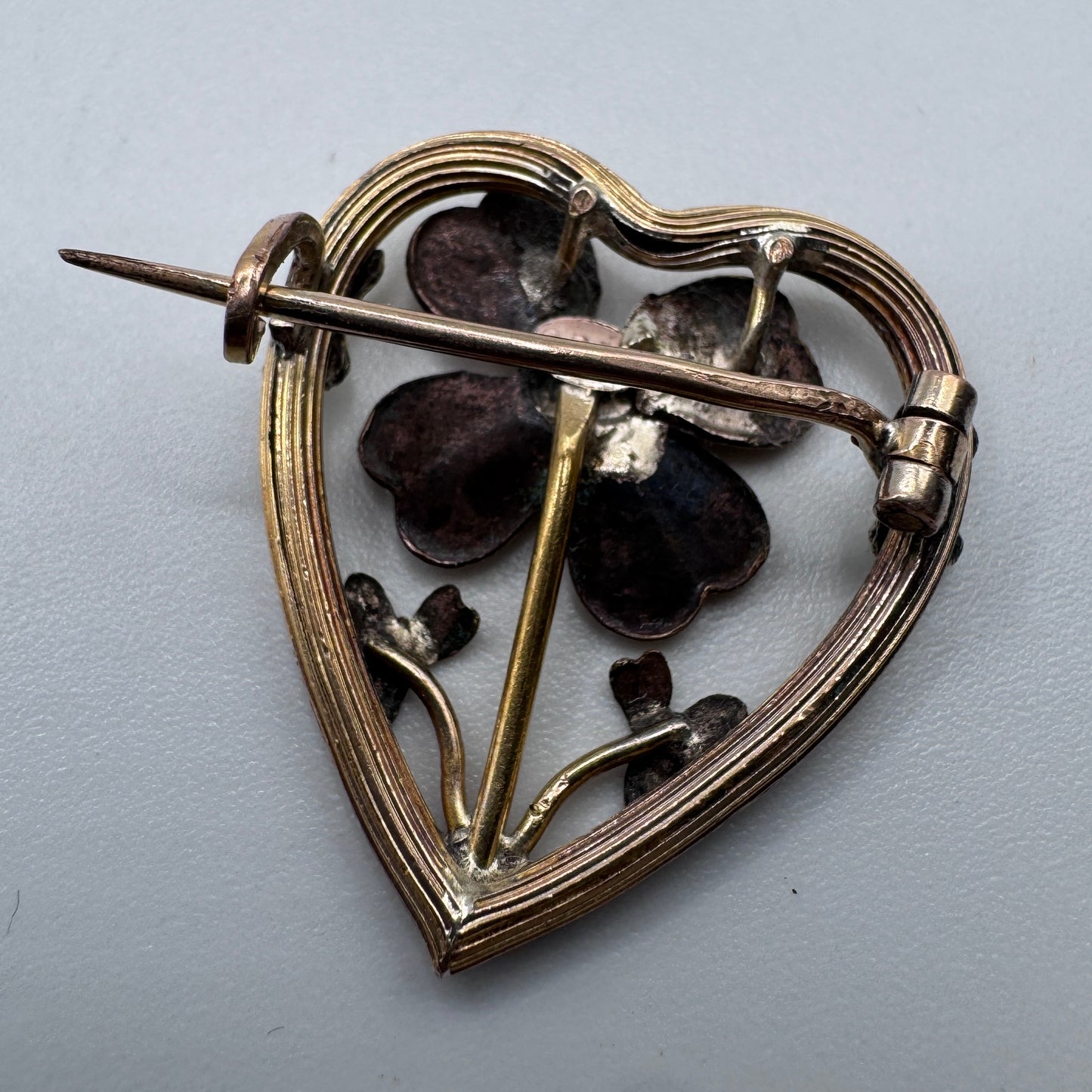 Broche ancienne Art Nouveau « trèfle à 4 feuilles » - vers 1900