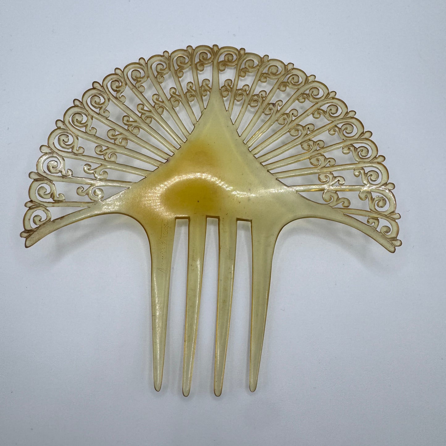 Peigne à cheveux art deco - celluloïd - signé Auguste bonaz