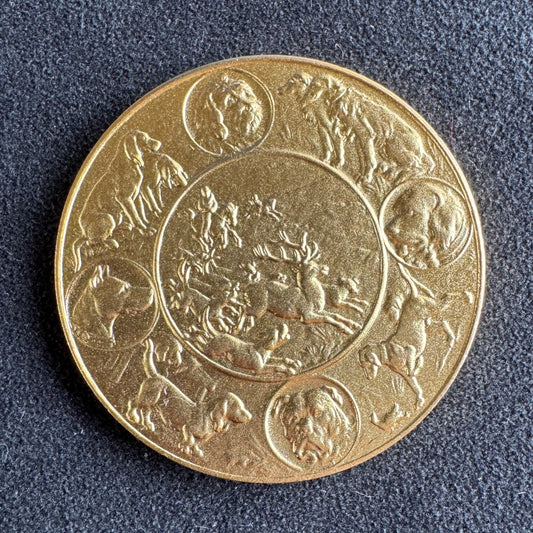 Medaille ancienne en bronze « Société canine du Berry - chasse à courre »