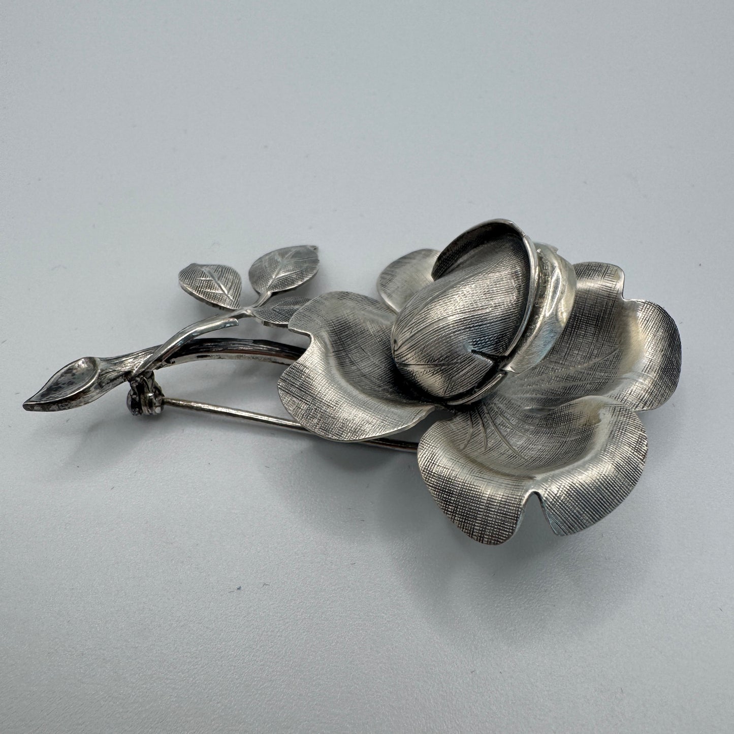 Broche ancienne « rose » - argent massif