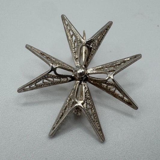 Broche vintage « croix de Malte » - argent massif