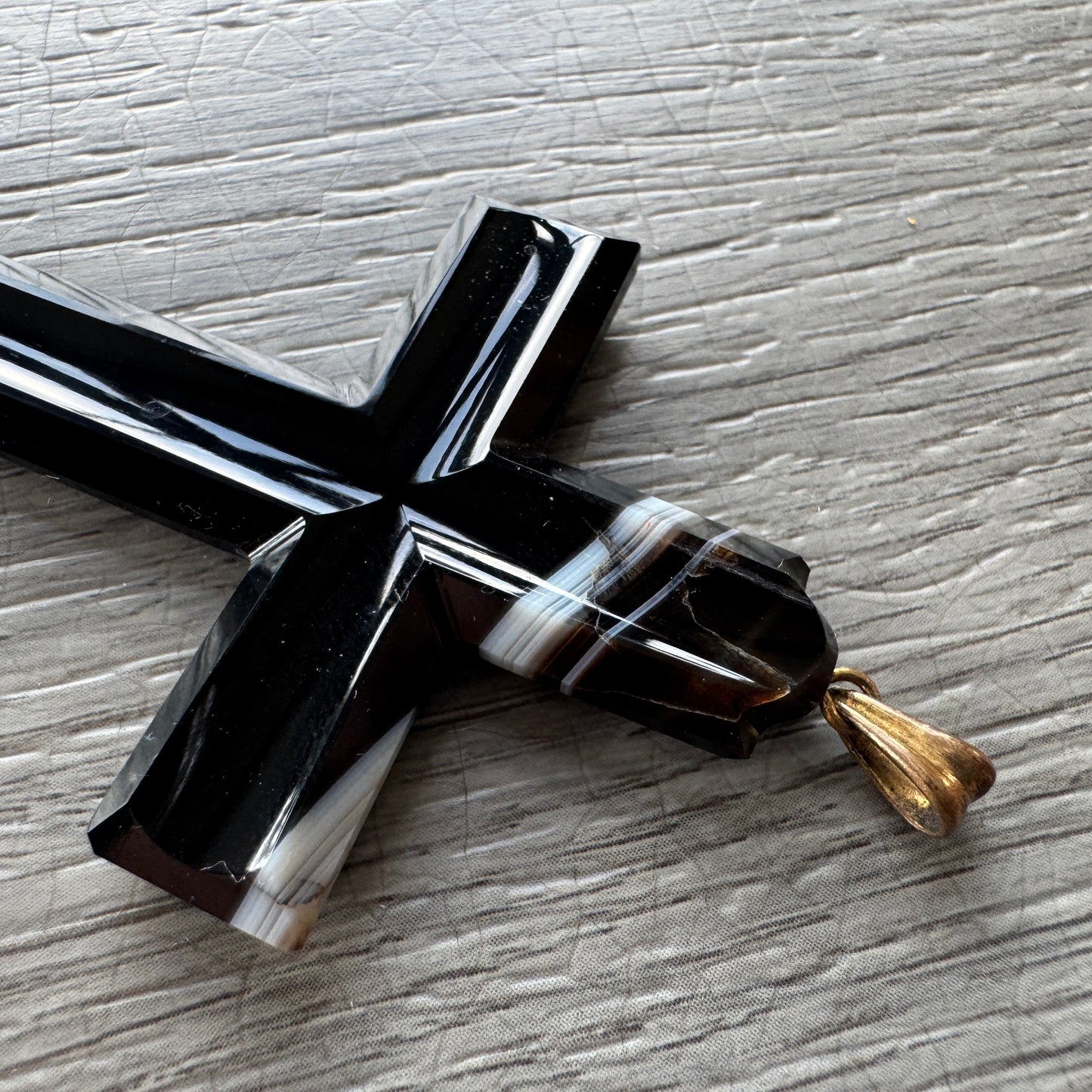 Croix pectorale ancienne - agate cornaline