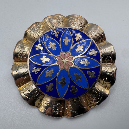 Broche ancienne laiton émaillé