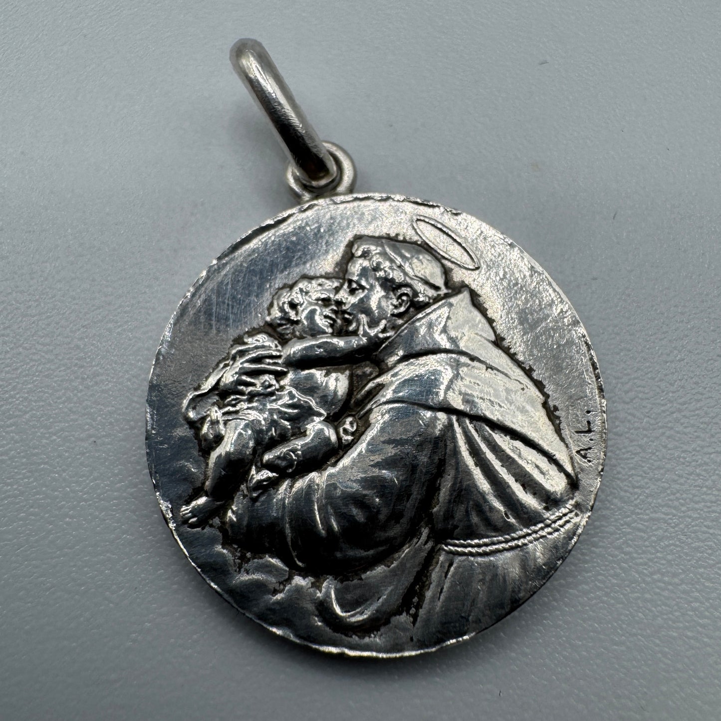 Superbe Médaille religieuse en argent - « Saint Antoine  »