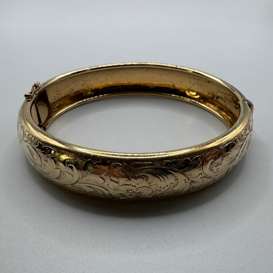 Bracelet ancien plaqué or-bracelet jonc - fermoir cliquet