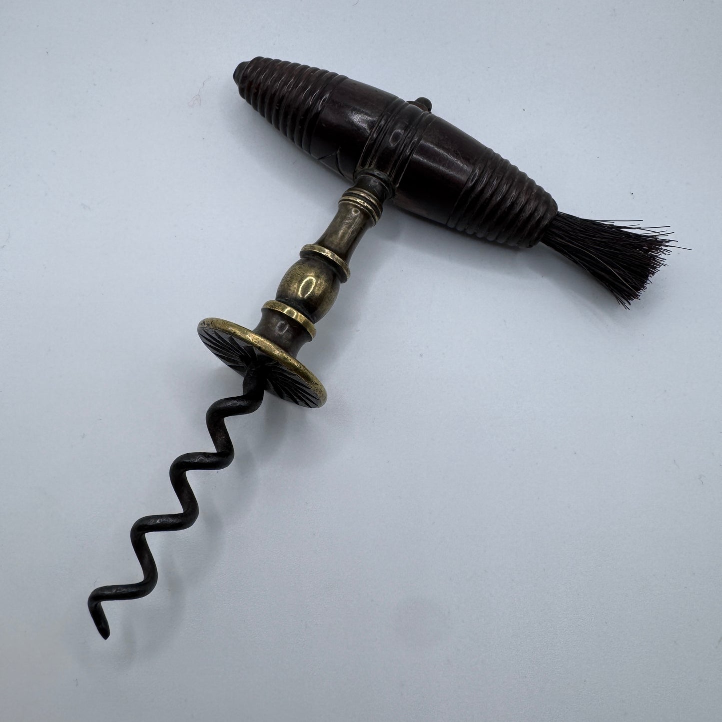 Rare Tire bouchon à brosse 18/19 eme - acier, bronze et bois