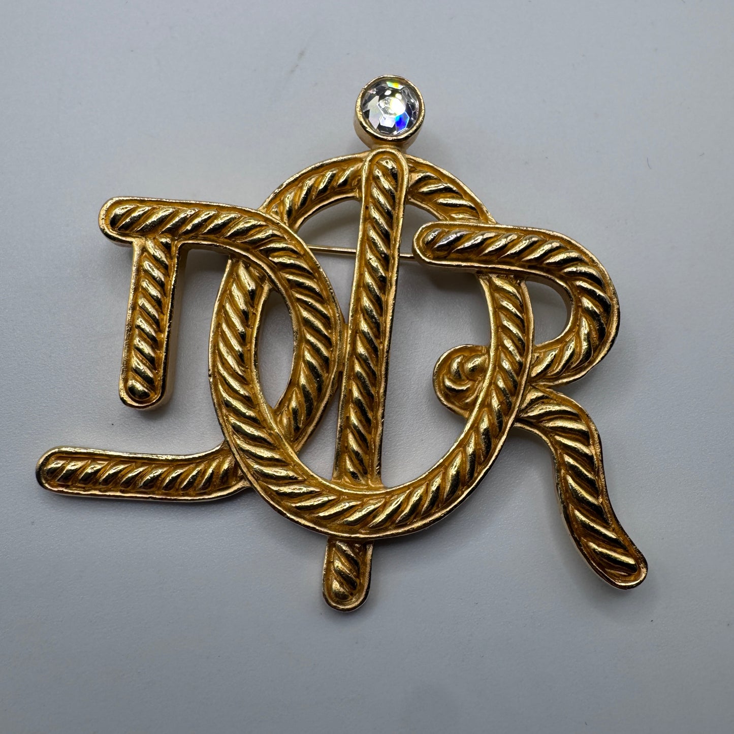 Superbe broche vintage CHRISTIAN DIOR - métal doré
