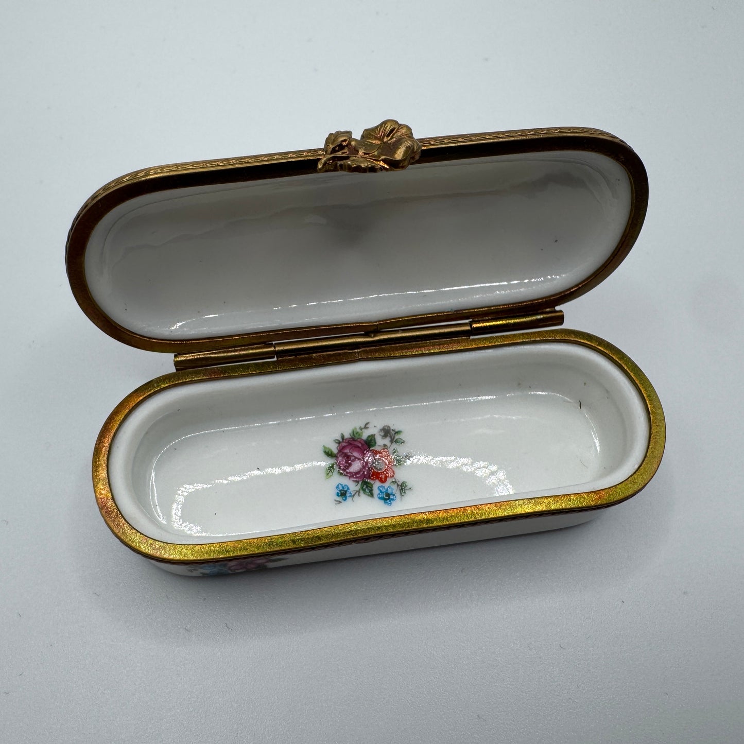 Boîte à Pilules en Porcelaine - décor floral