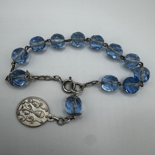 Dizainier ancien en argent et verre biseauté