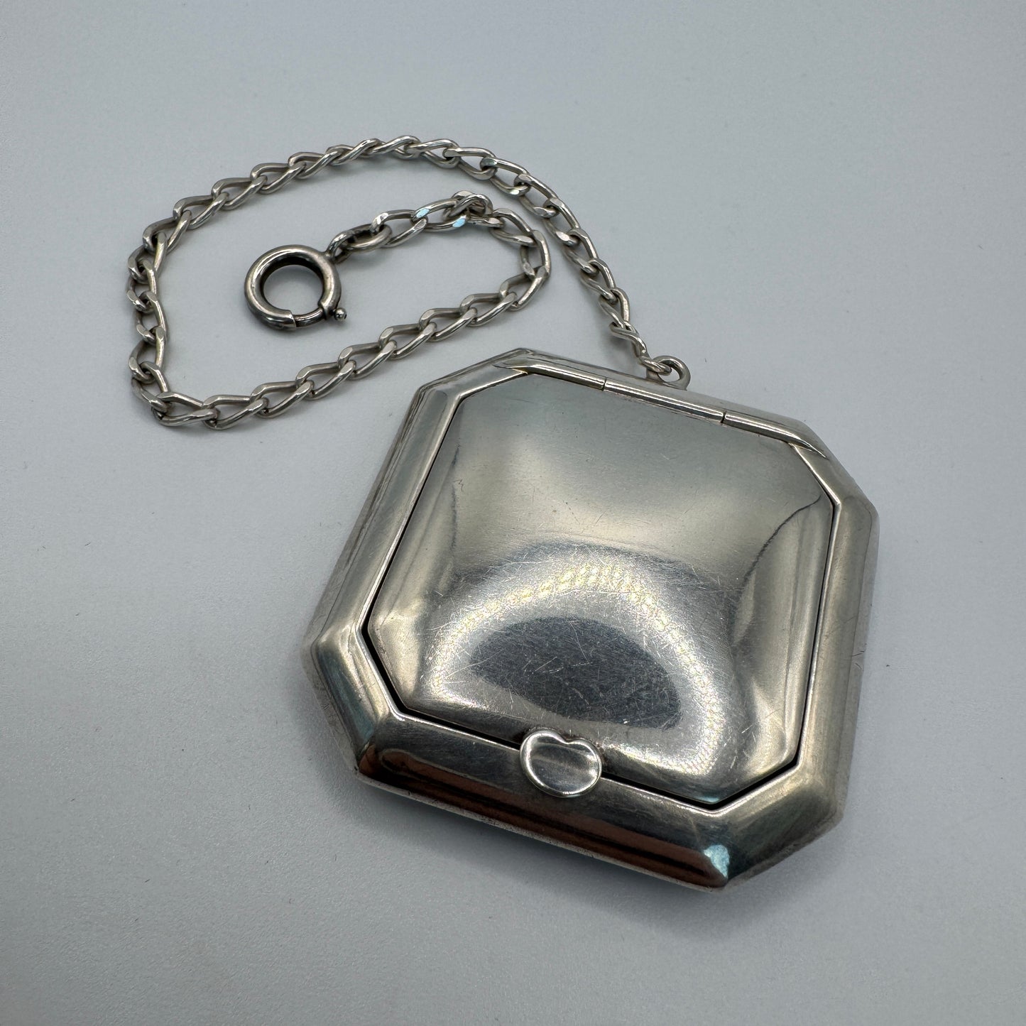 boîte ancienne poudrier Art Nouveau - argent massif