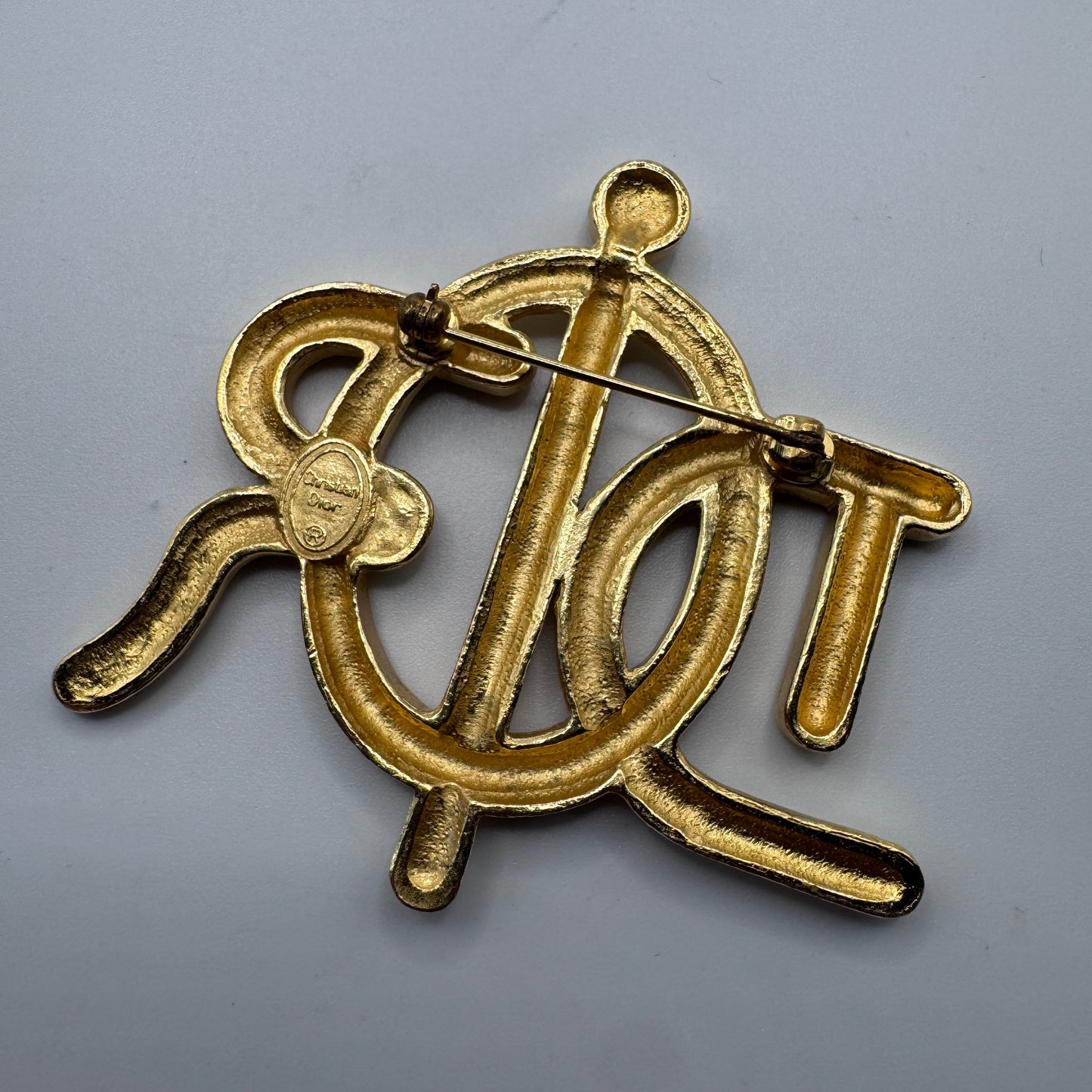 Superbe broche vintage CHRISTIAN DIOR - métal doré