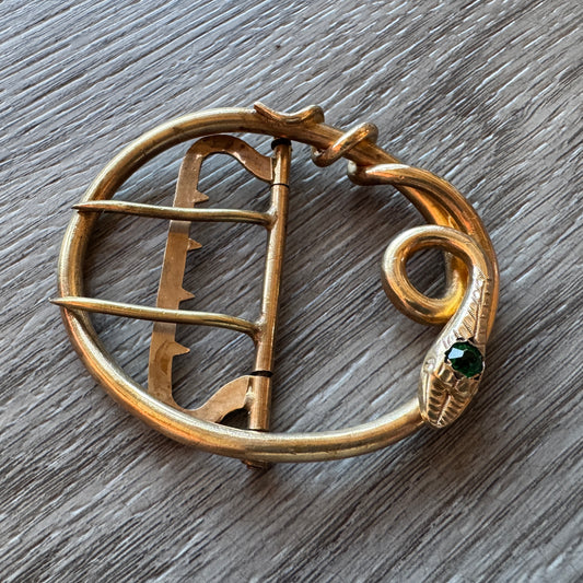 Boucle de ceinture en bronze doré Art Nouveau  - motif serpent