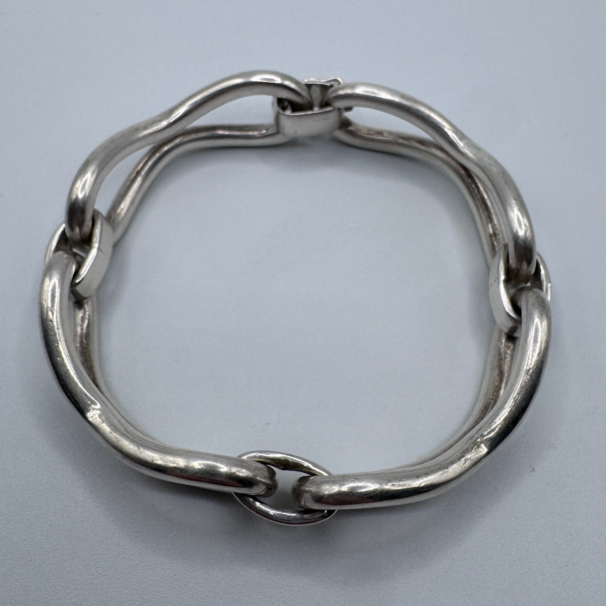 Bracelet ancien grosse maille en argent massif