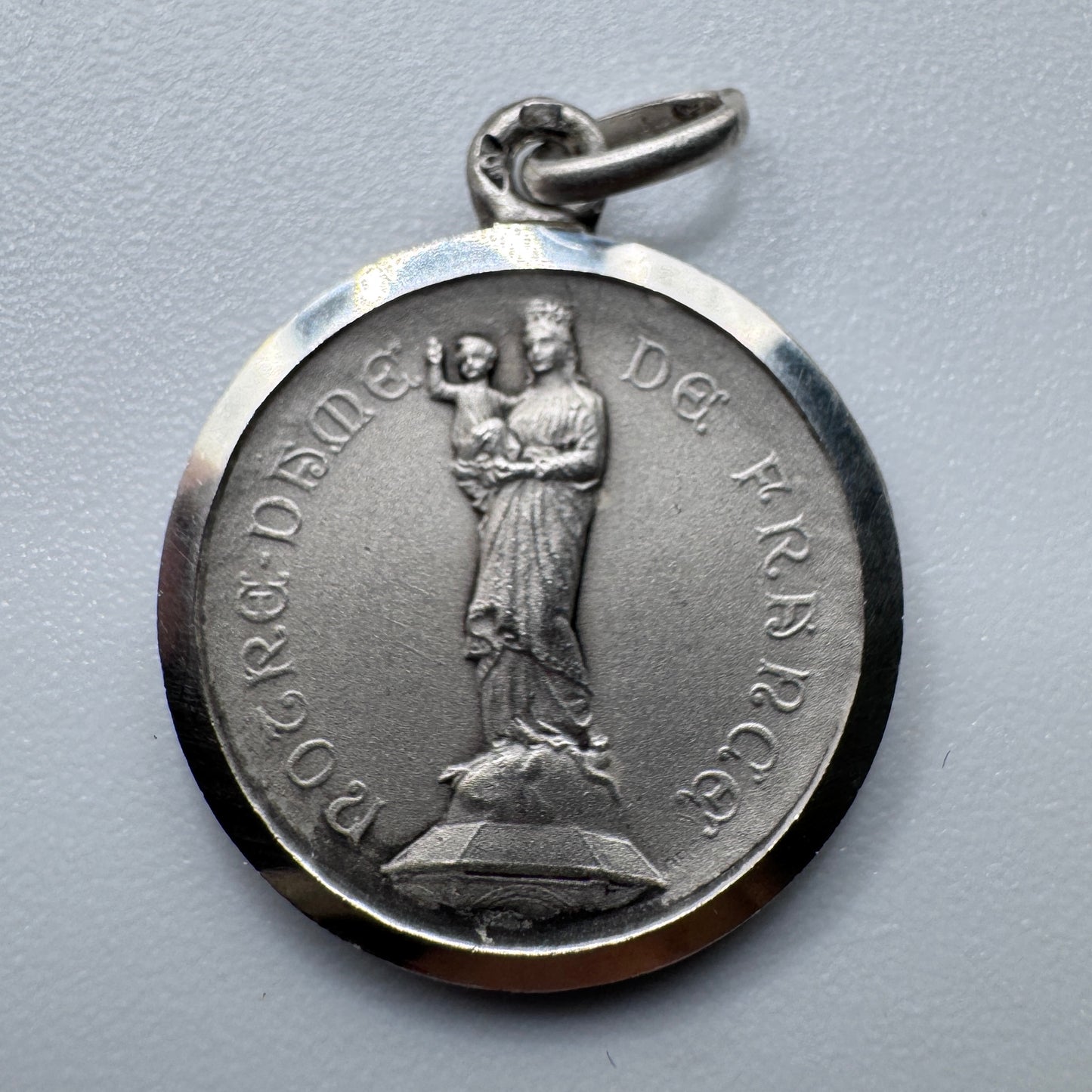 Médaille religieuse ancienne -  « Notre Dame de France » - argent