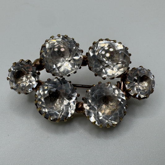 Broche ancienne - bronze et verroterie