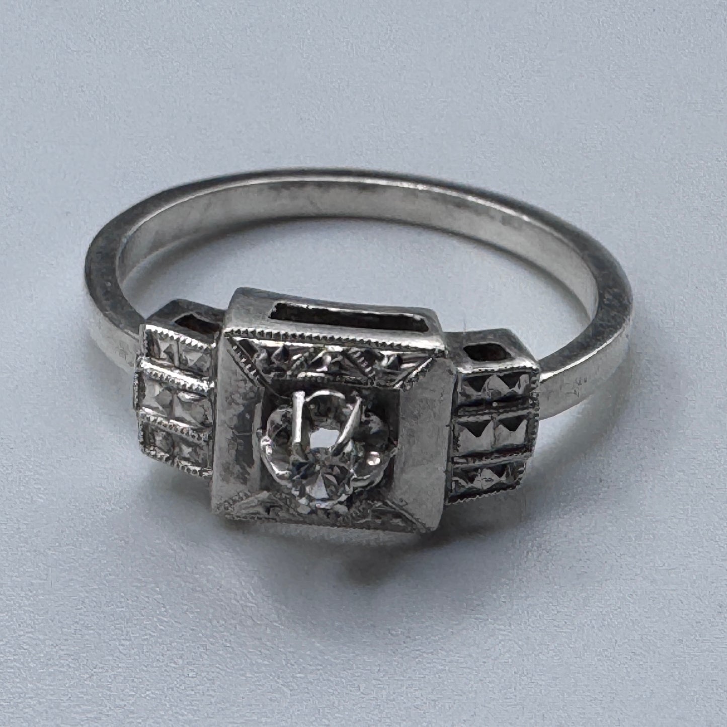 Superbe bague ancienne Art Deco argent massif - neuf stock ancien bijoutier