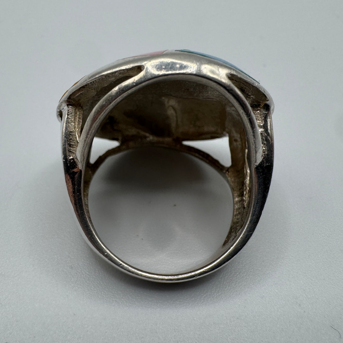Grosse Bague en argent et nacre