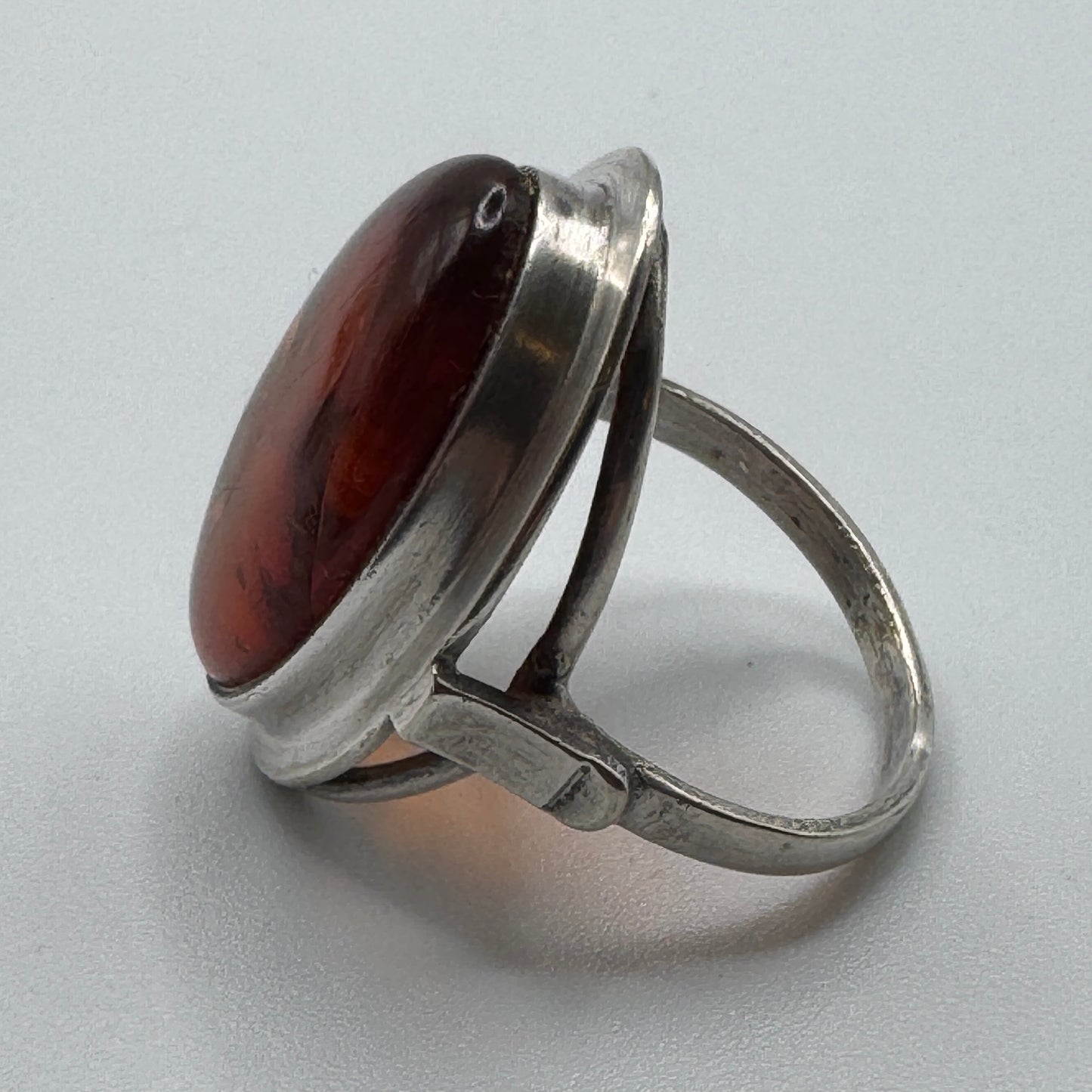 Jolie Bague en argent et ambre